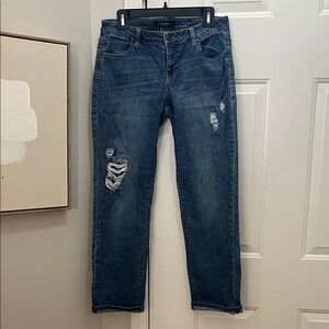 Liverpool Jeans Company Women's Straight Leg Distressed Jeans - Blue